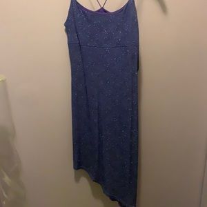 Purple shimmery spaghetti strap dress